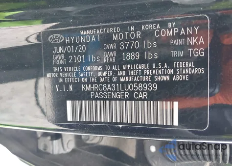 2020 Hyundai Venue Sel z USA, uszkodzony, nr VIN KMHRC8A31LU058939